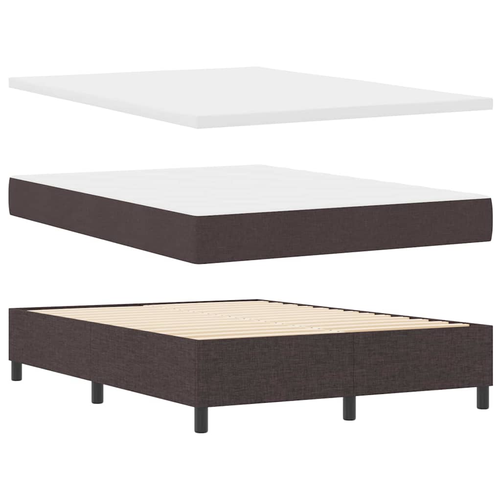 LED Box Spring Ágy fejtámlával Sötét Barna 160 x 200 cm szövet