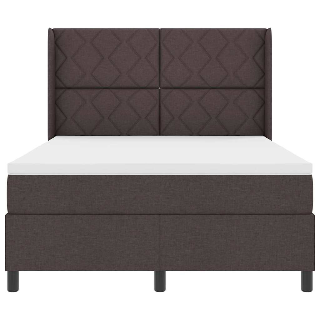 LED Box Spring Ágy fejtámlával Sötét Barna 160 x 200 cm szövet