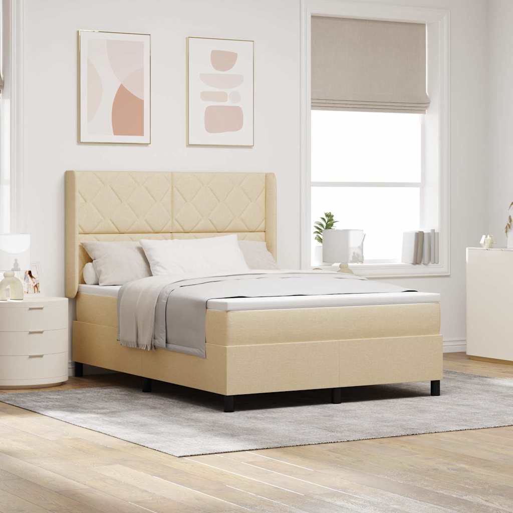 LED Box Spring Ágy fejtámlával Krém 160 x 200 cm szövet