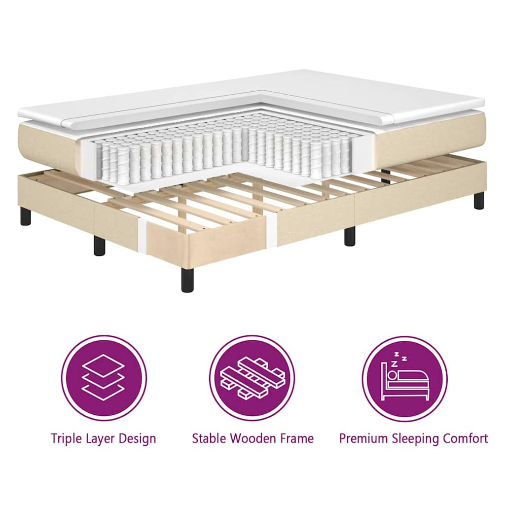 LED Box Spring Ágy fejtámlával Krém 160 x 200 cm szövet