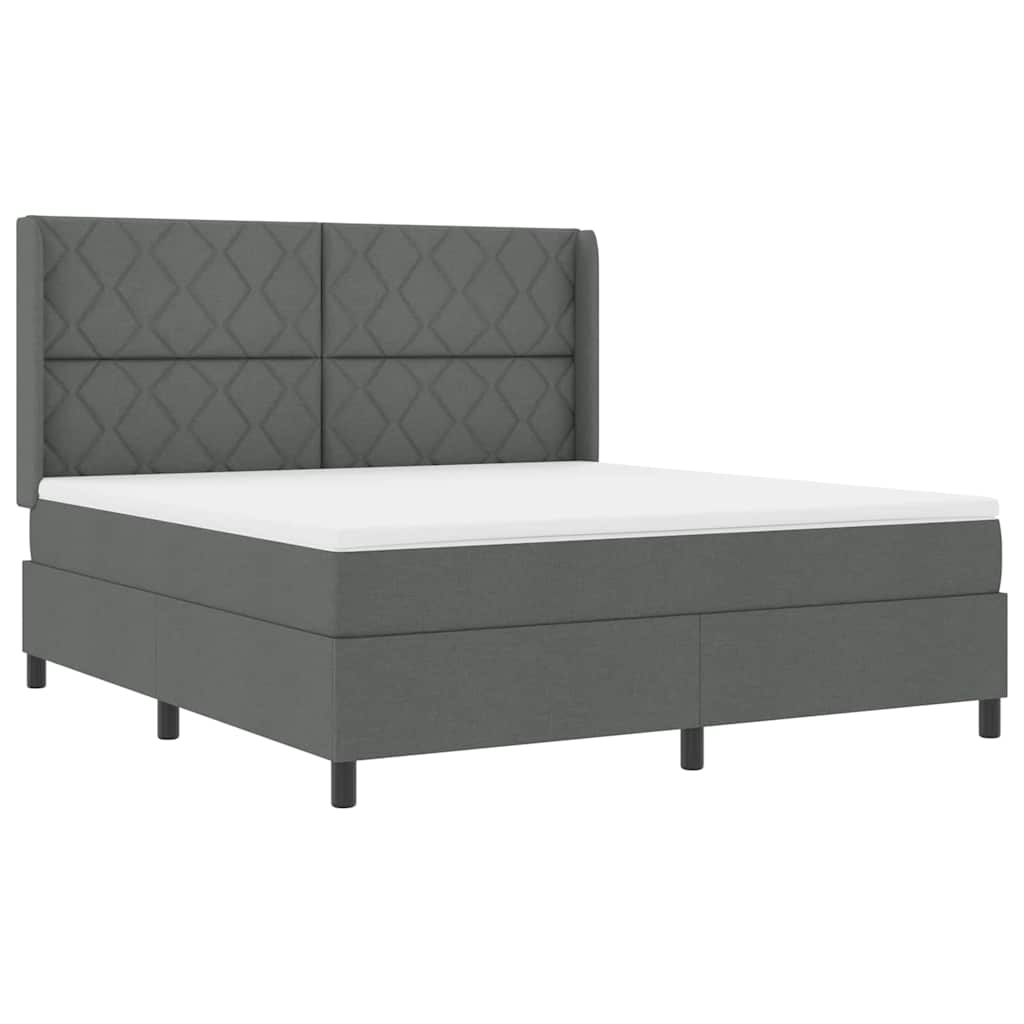 LED Box Spring Ágy fejtámlával Sötétszürke 180 x 200 cm szövet