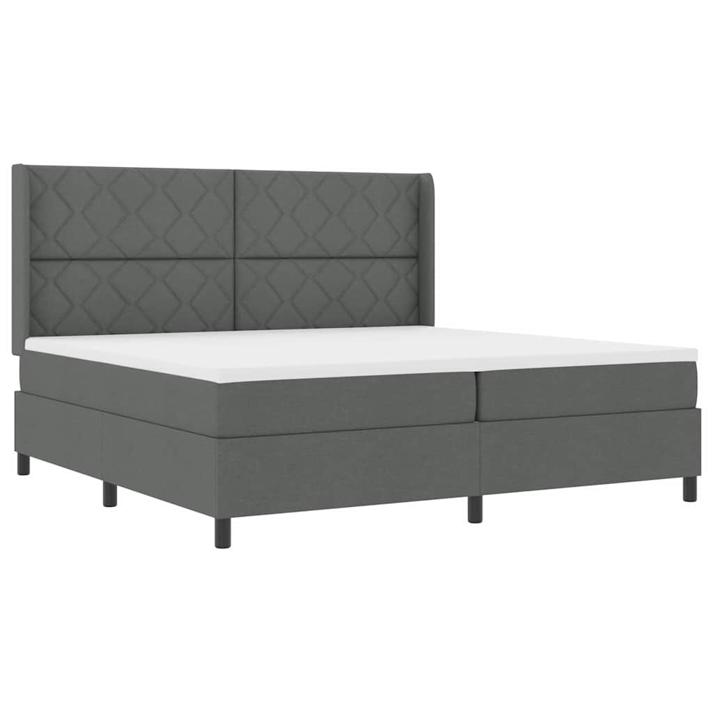 LED Box Spring Ágy fejtámlával Sötétszürke 200 x 200 cm szövet