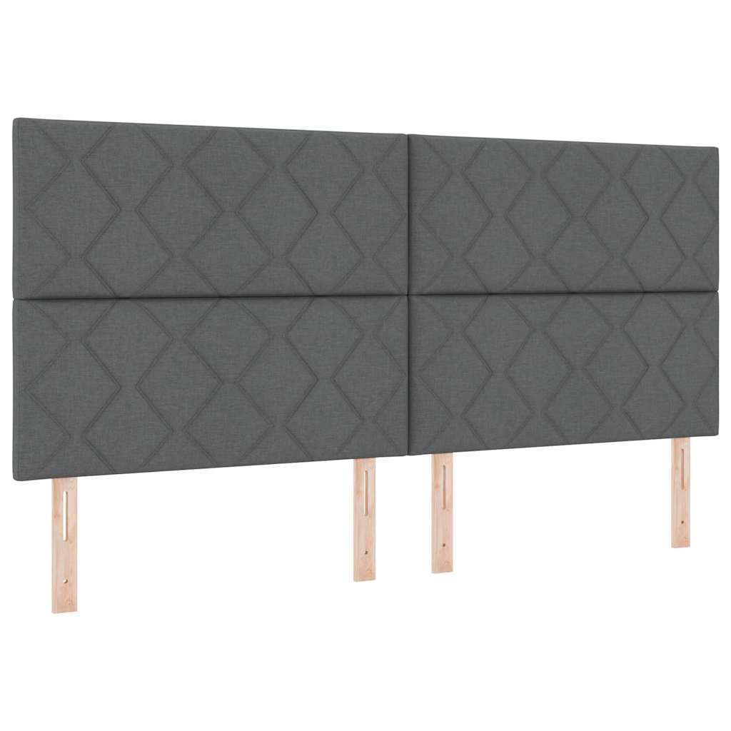 LED Box Spring Ágy fejtámlával Sötétszürke 200 x 200 cm szövet