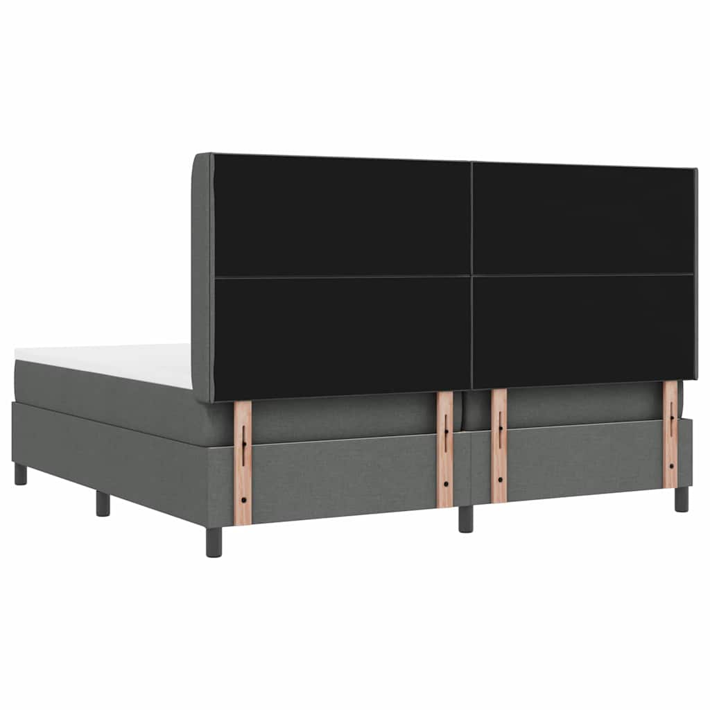 LED Box Spring Ágy fejtámlával Sötétszürke 200 x 200 cm szövet