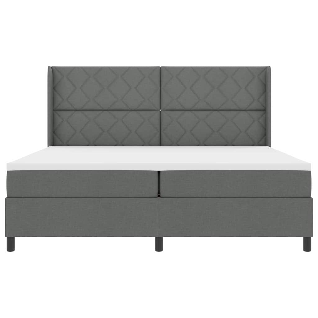 LED Box Spring Ágy fejtámlával Sötétszürke 200 x 200 cm szövet
