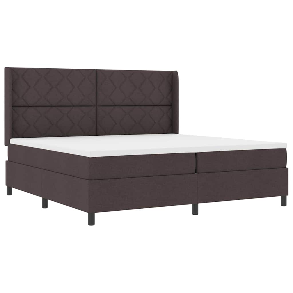 LED Box Spring Ágy fejtámlával Sötét Barna 200 x 200 cm szövet