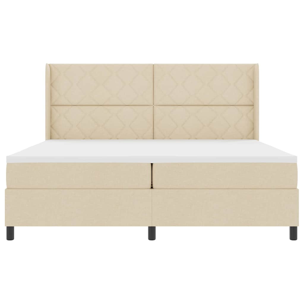 LED Box Spring Ágy fejtámlával Krém 200 x 200 cm szövet