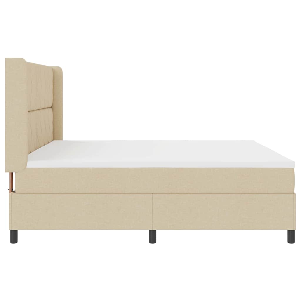 LED Box Spring Ágy fejtámlával Krém 200 x 200 cm szövet