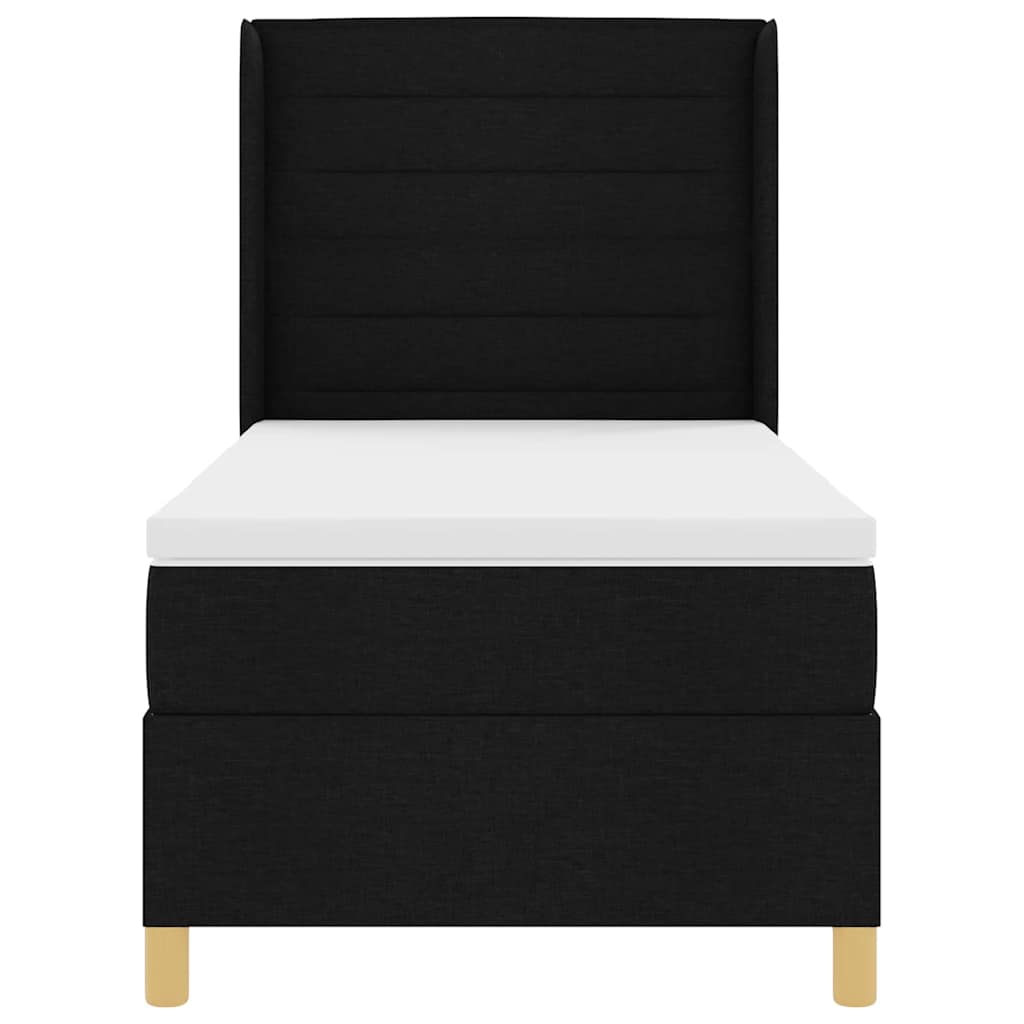 Boxrugós ágy LED szalagokkal Fekete 80 x 200 cm szövet