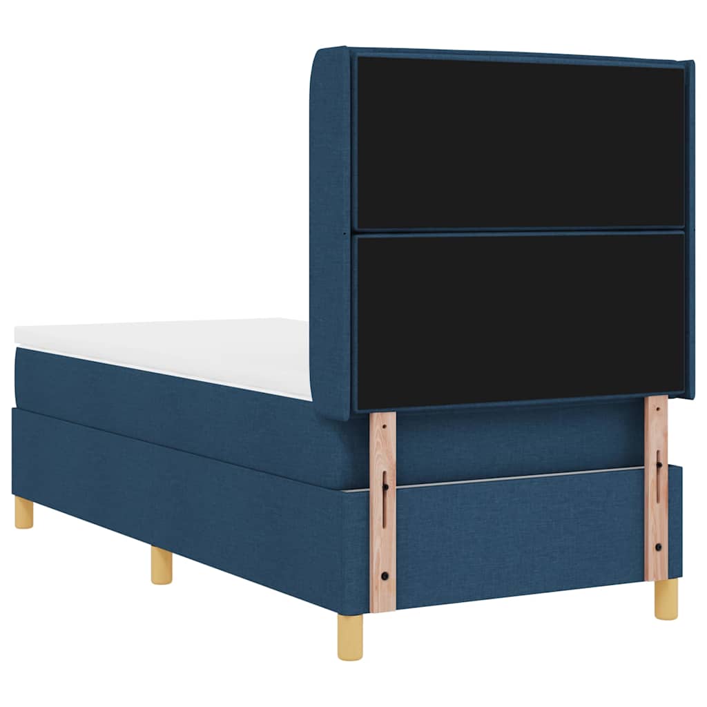Boxrugós ágy LED szalagokkal fejtámlával Kék 80 x 200 cm szövet