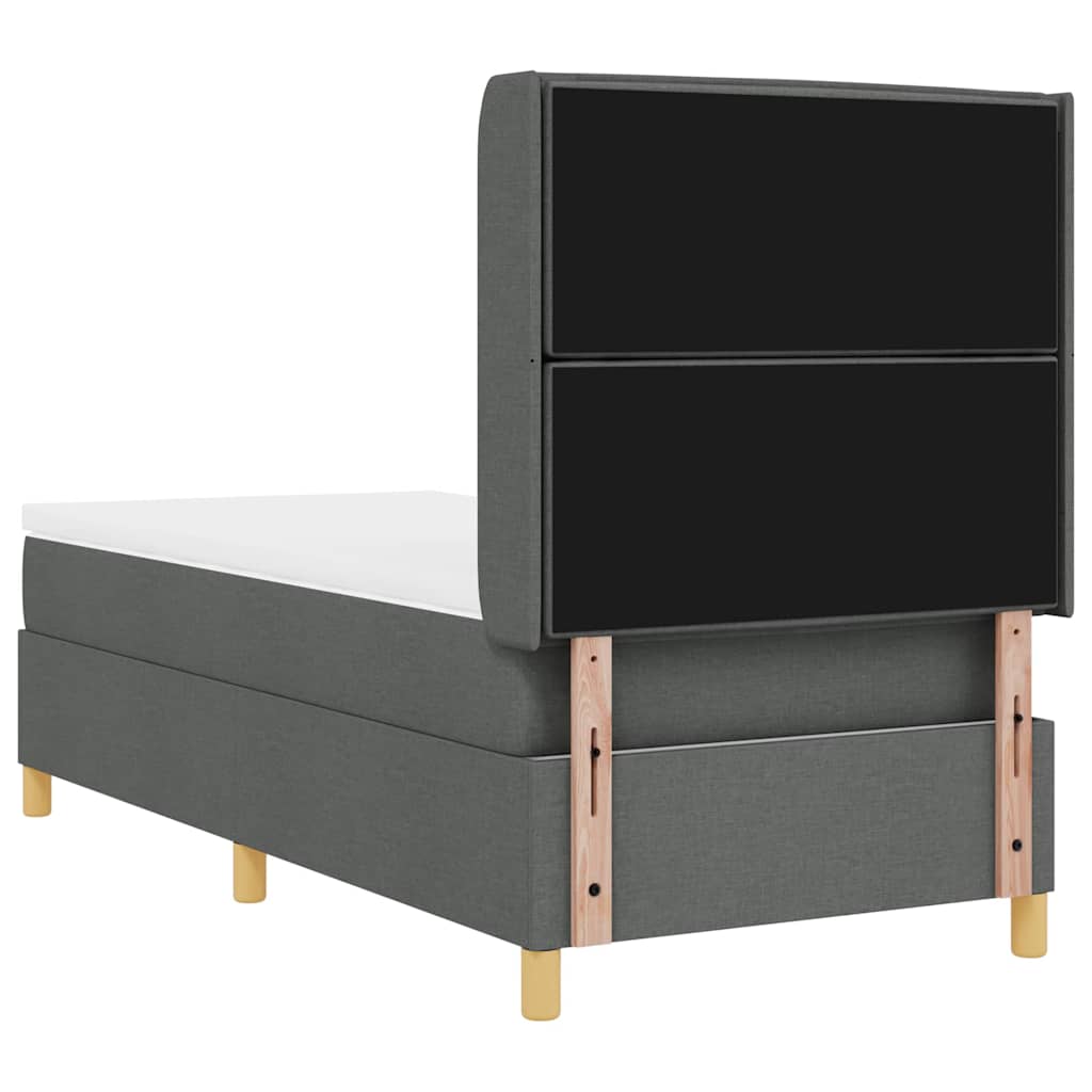 Boxrugós ágy LED szalagokkal Szürke 90 x 190 cm szövet