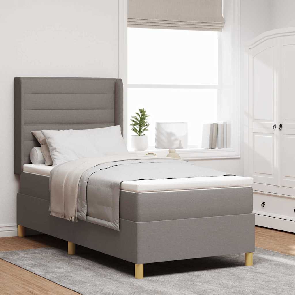 Boxrugós ágy LED szalagokkal Tópszínű 90 x 190 cm szövet