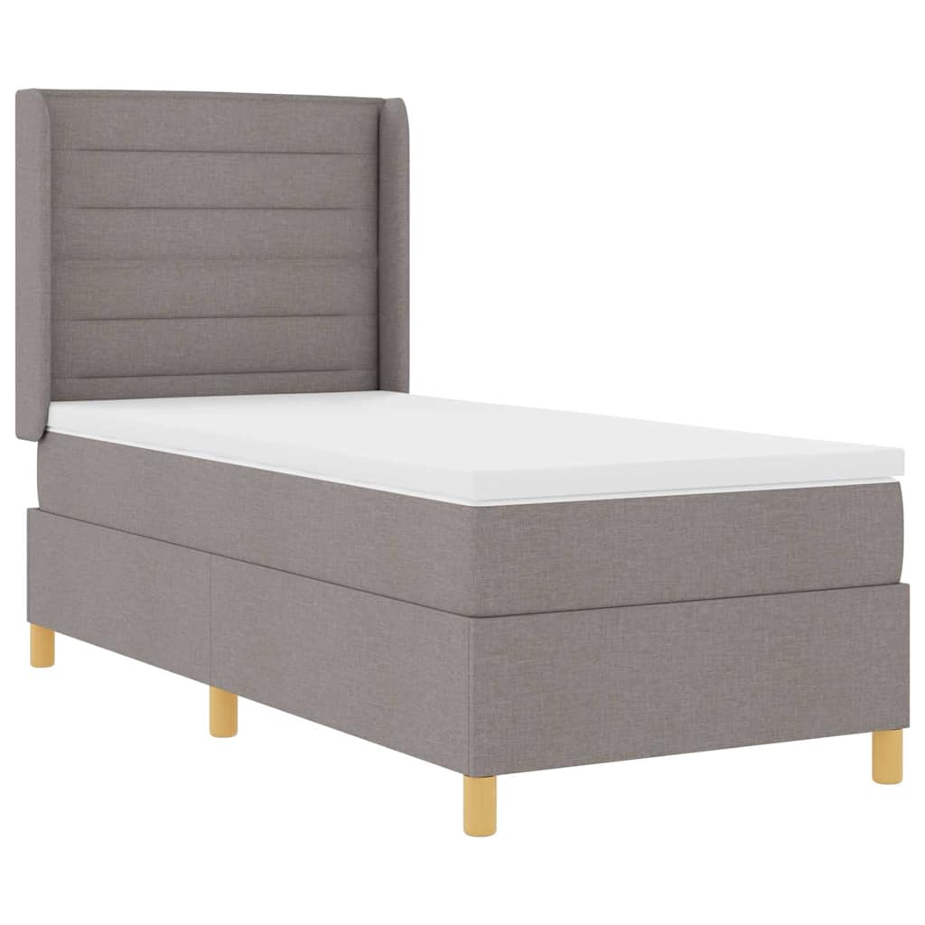 Boxrugós ágy LED szalagokkal Tópszínű 90 x 190 cm szövet