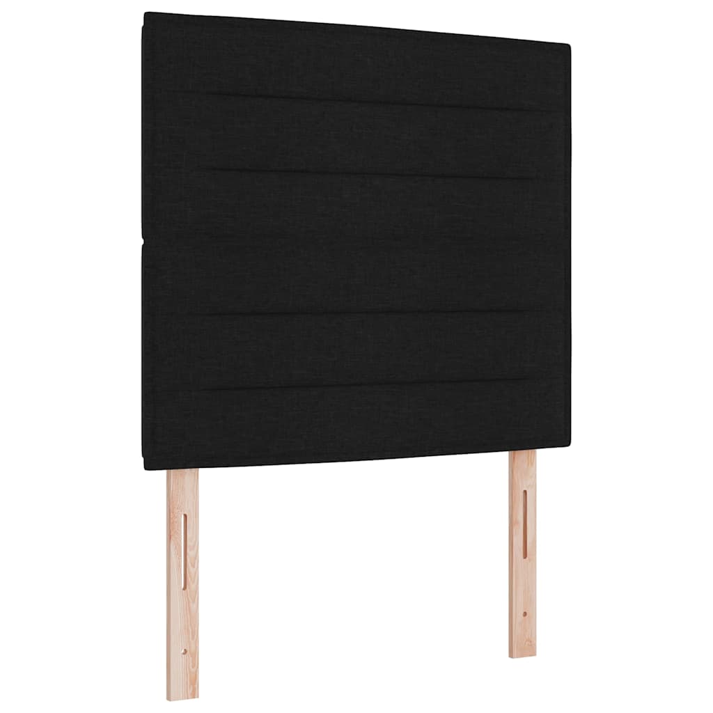 Boxrugós ágy LED szalagokkal Fekete 100 x 200 cm szövet