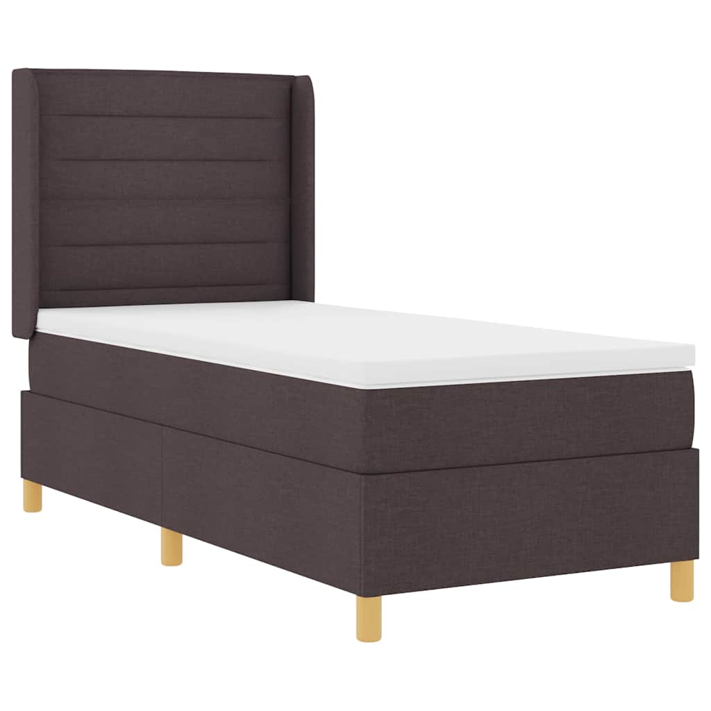 Boxrugós ágy LED szalagokkal Barna 100 x 200 cm szövet