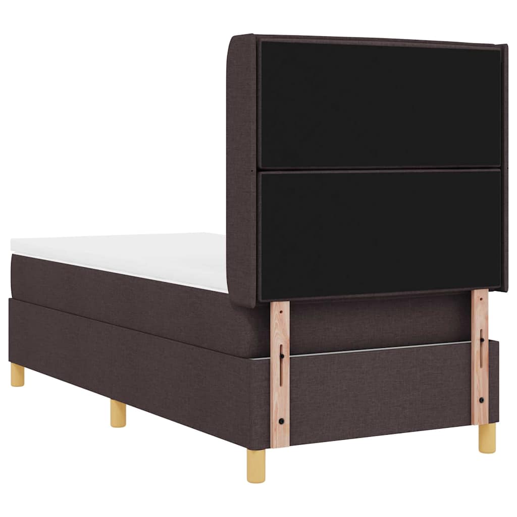 Boxrugós ágy LED szalagokkal Barna 100 x 200 cm szövet