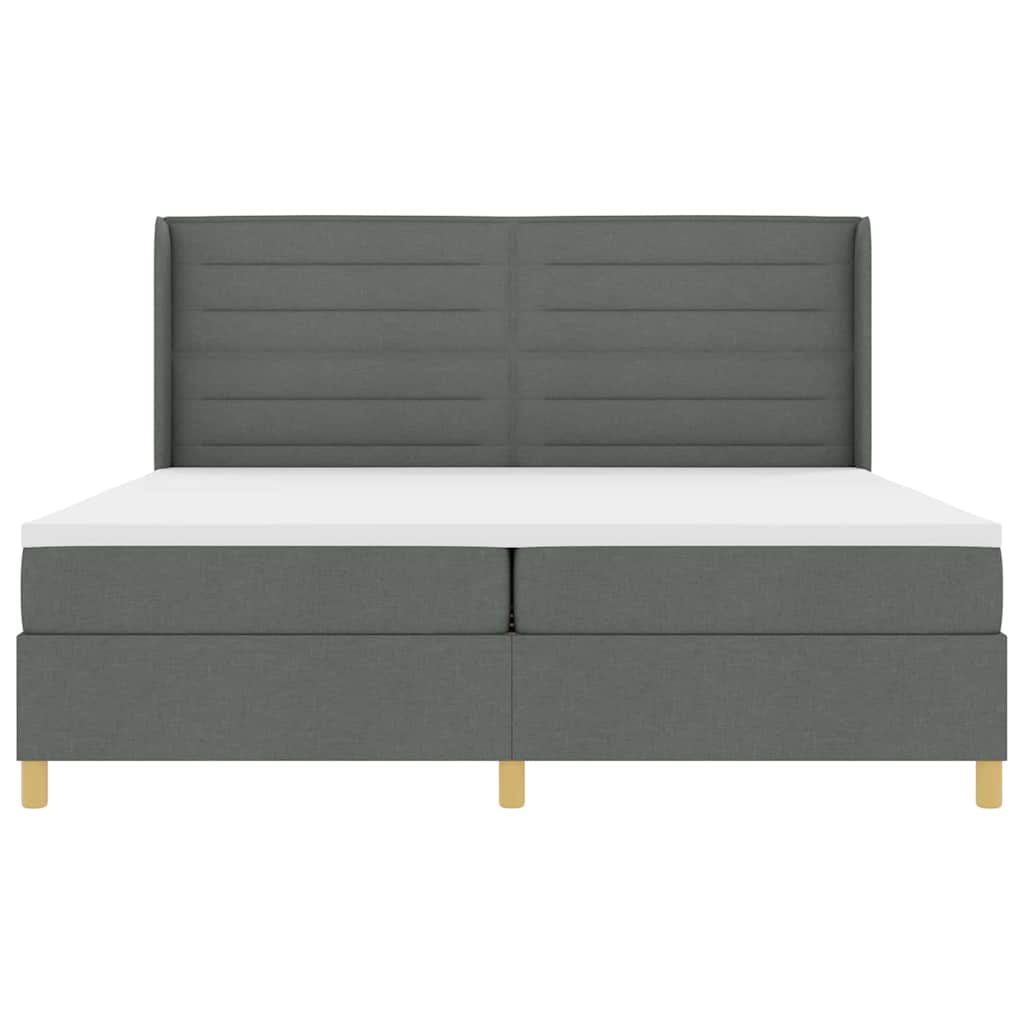 Boxrugós ágy matracmal leddel Szürke 200 x 200 cm szövet