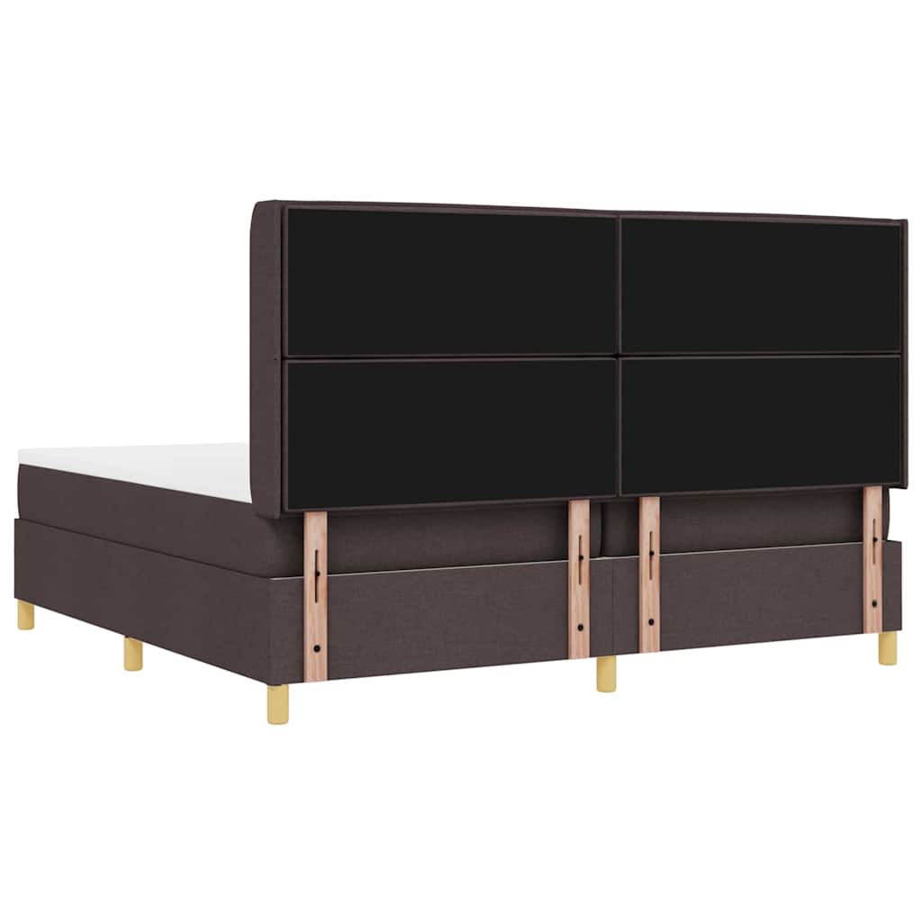 Boxrugós ágy matracmal leddel Barna 200 x 200 cm szövet