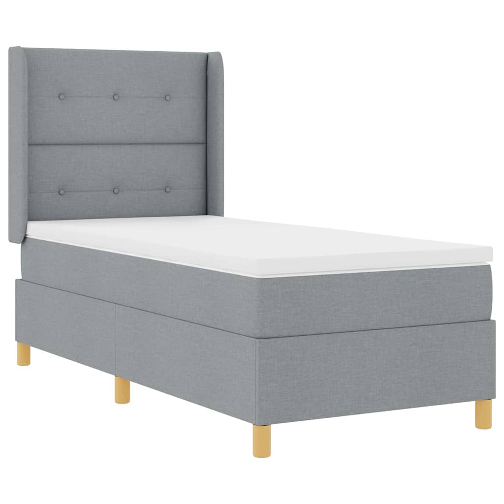 Boxrugós ágy LED szalagokkal Világosszürke 80 x 200 cm szövet