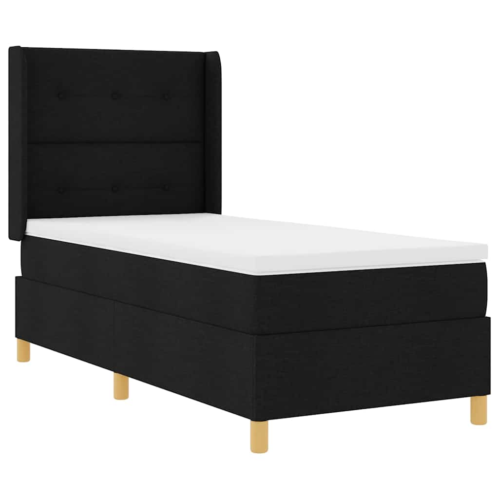 Boxrugós ágy LED szalagokkal Fekete 80 x 200 cm szövet