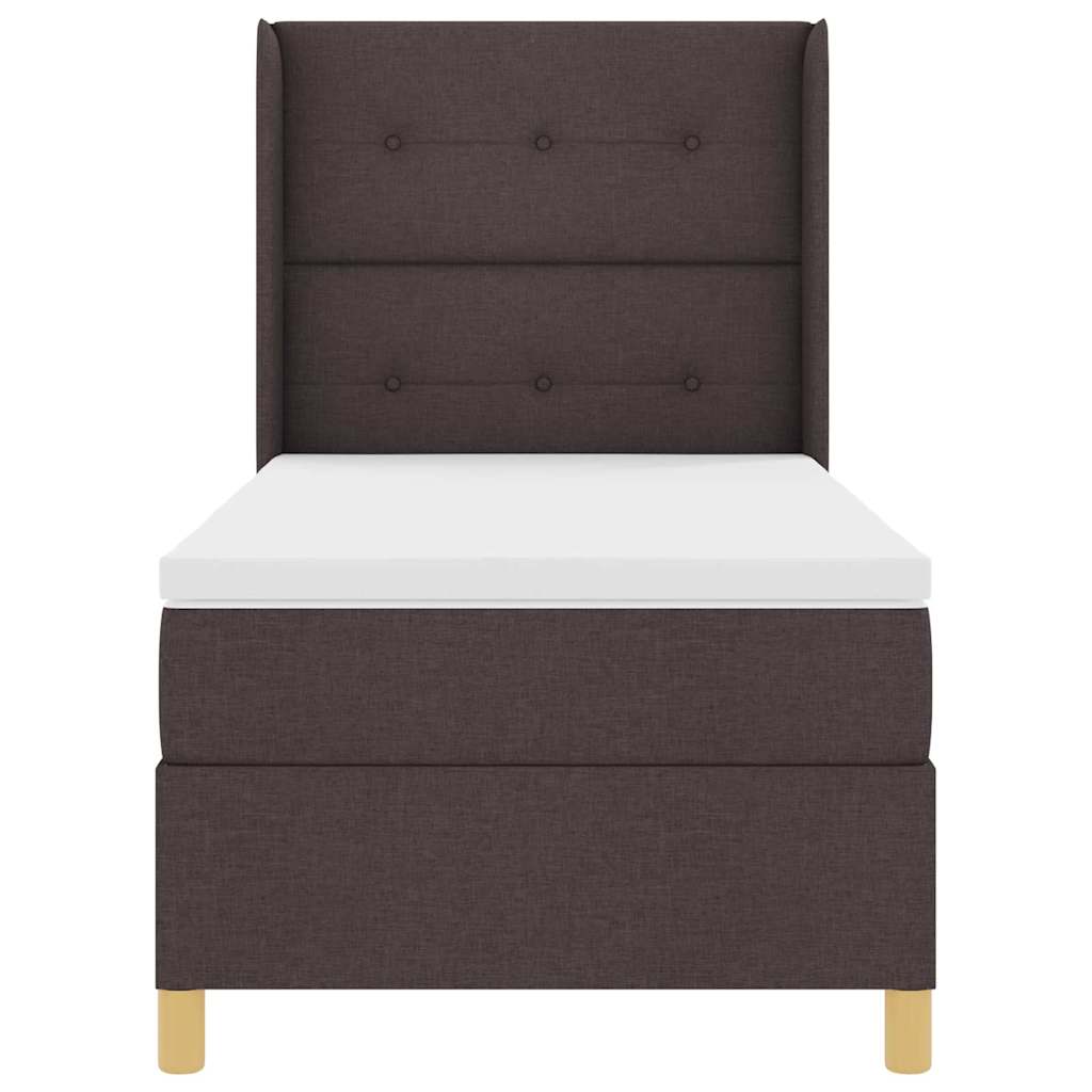 Boxrugós ágy LED szalagokkal Barna 90 x 190 cm szövet