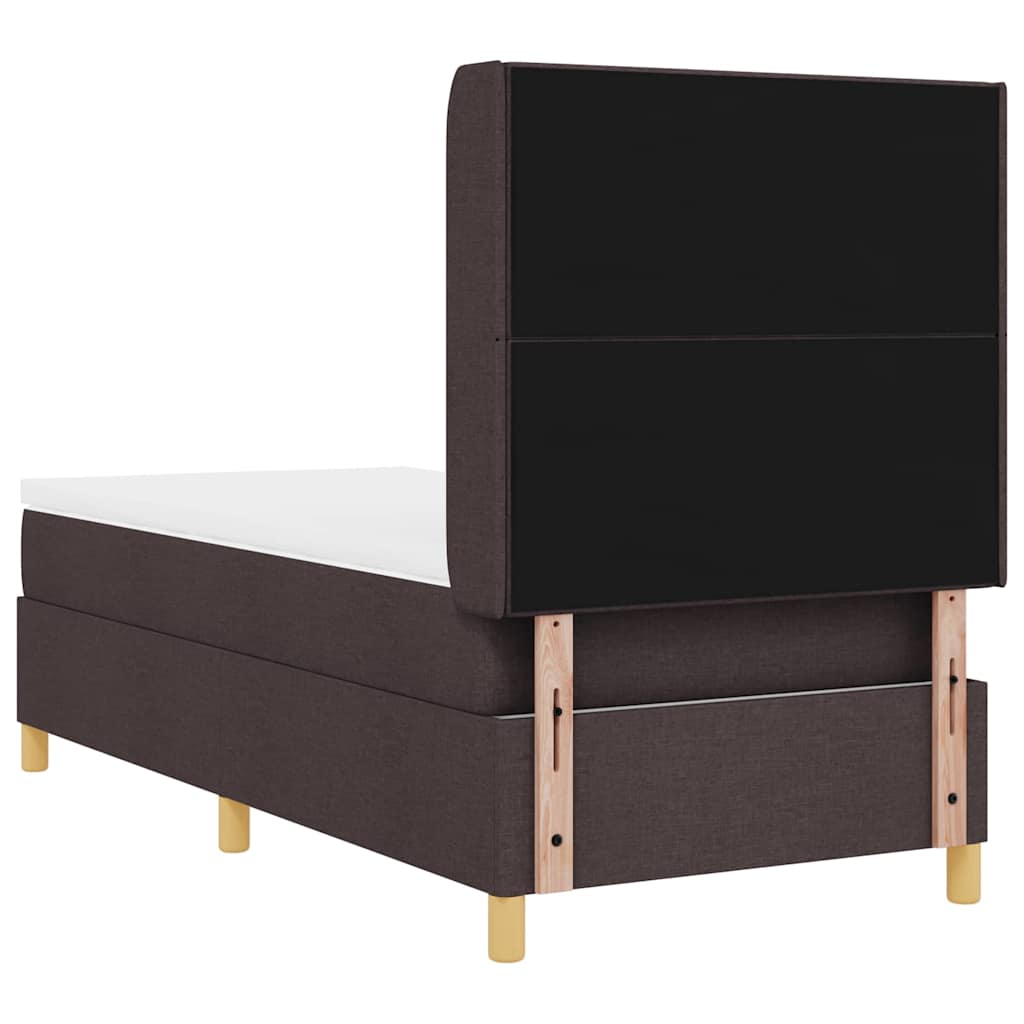 Boxrugós ágy LED szalagokkal Barna 90 x 200 cm szövet