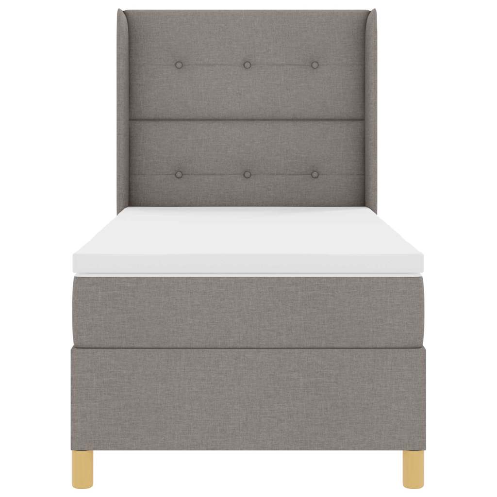 Boxrugós ágy LED szalagokkal Tópszínű 100 x 200 cm szövet