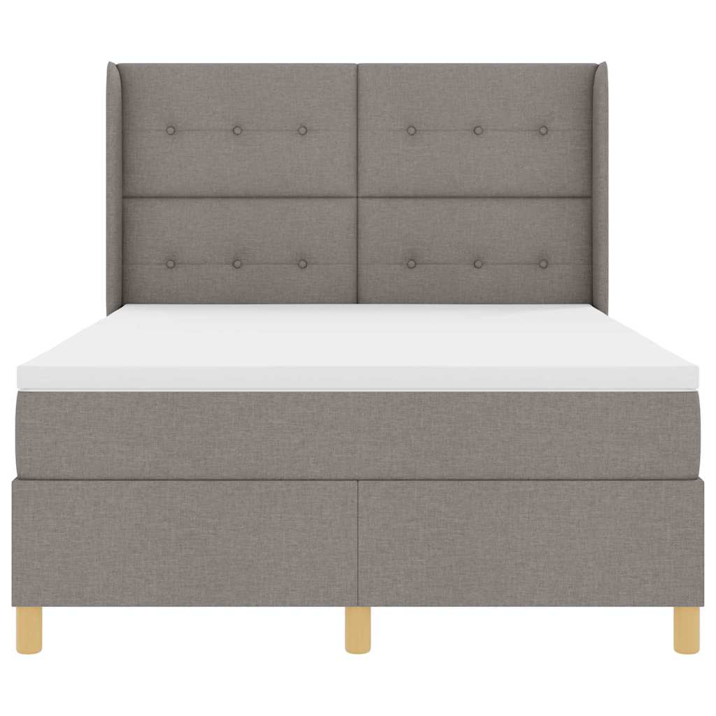 Boxrugós ágy LED szalagokkal Tópszínű 140 x 200 cm szövet