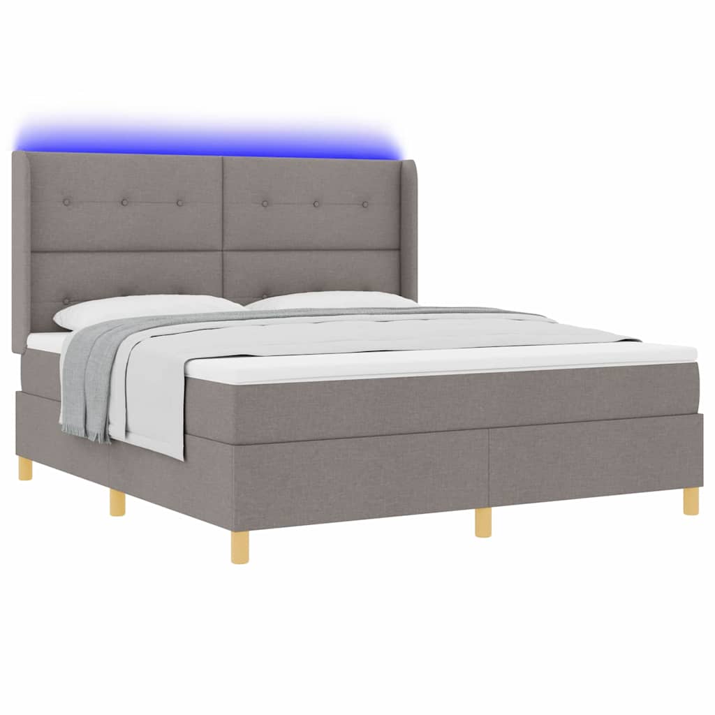 Boxrugós ágy LED szalagokkal Tópszínű 180 x 200 cm szövet
