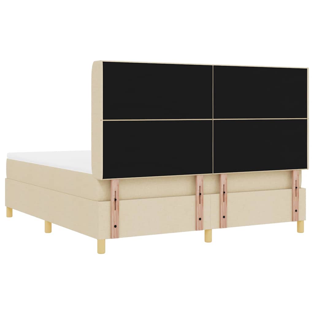 Boxrugós ágy LED szalagokkal Krém 180 x 200 cm szövet