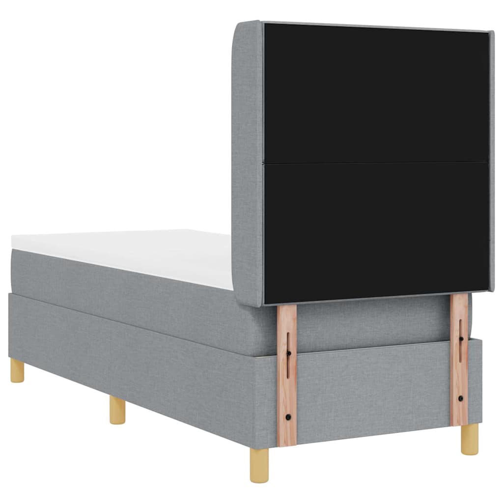 Boxrugós ágy LED szalagokkal Világosszürke 80 x 200 cm szövet