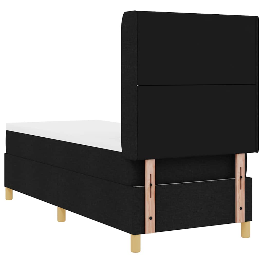 Boxrugós ágy LED szalagokkal Fekete 80 x 200 cm szövet