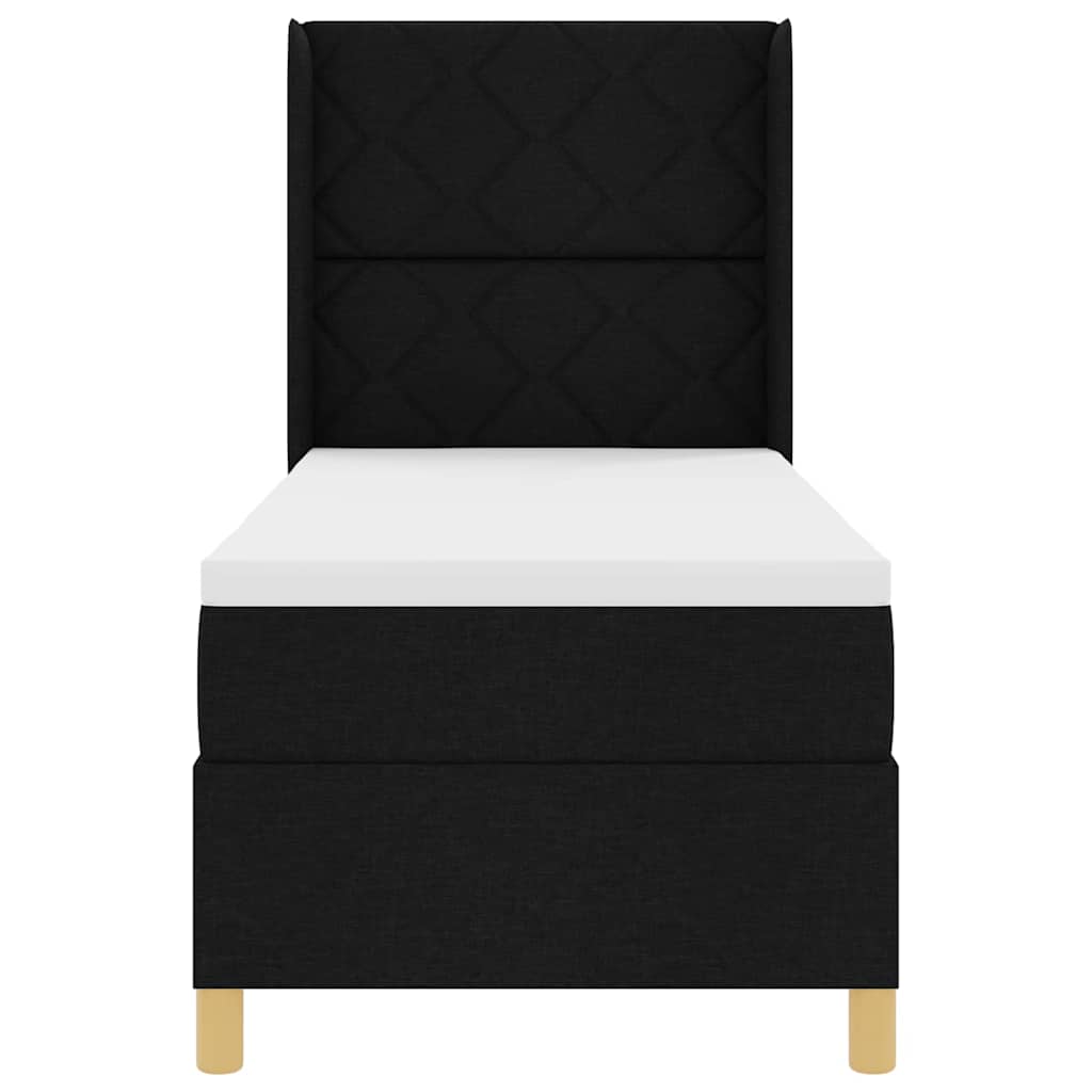 Boxrugós ágy LED szalagokkal Fekete 80 x 200 cm szövet