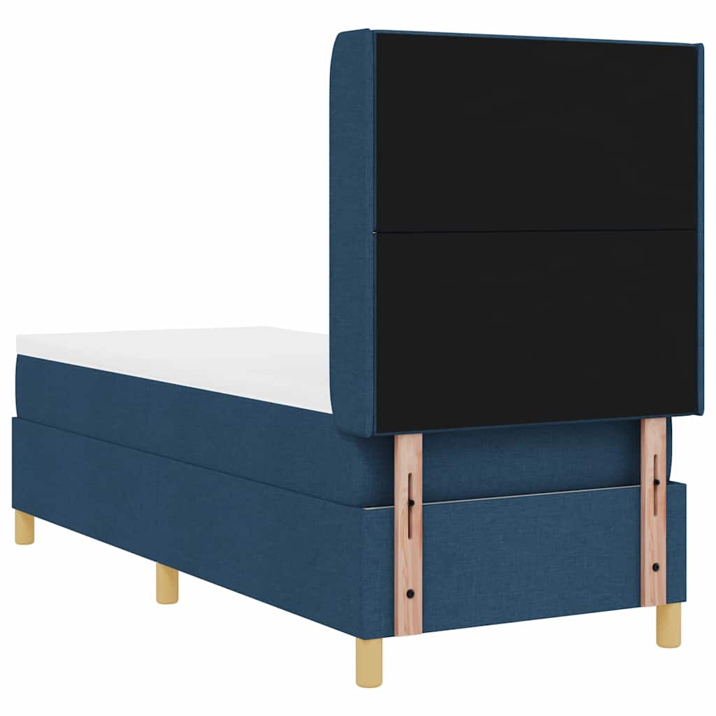 Boxrugós ágy LED szalagokkal fejtámlával Kék 80 x 200 cm szövet