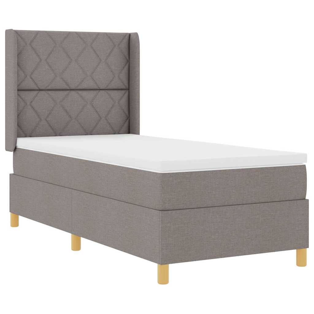 Boxrugós ágy LED szalagokkal Tópszínű 90 x 190 cm szövet