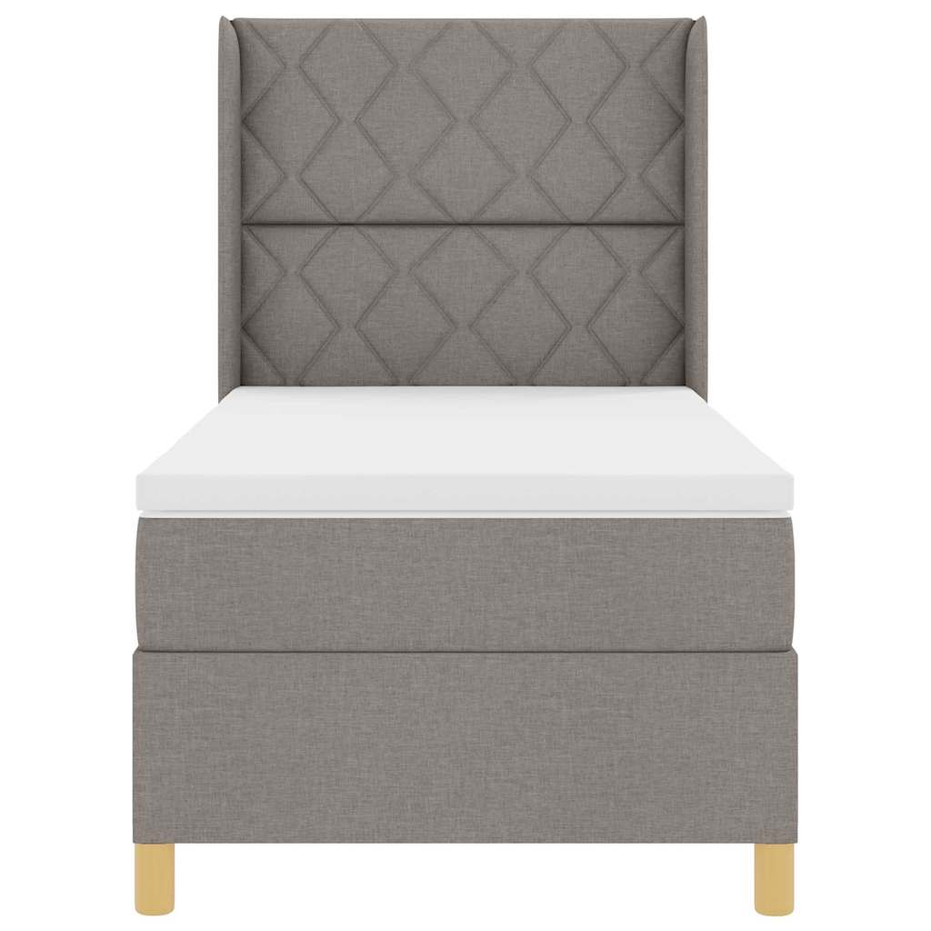 Boxrugós ágy LED szalagokkal Tópszínű 90 x 190 cm szövet