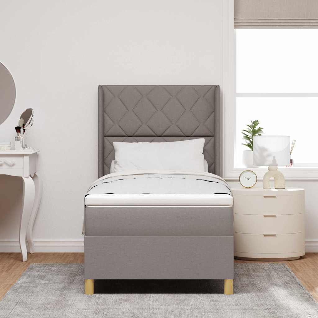 Boxrugós ágy LED szalagokkal Tópszínű 100 x 200 cm szövet