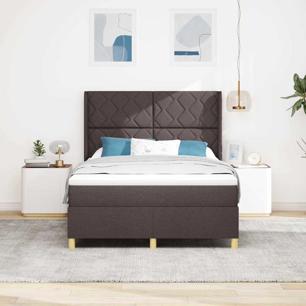 Boxrugós ágy LED szalagokkal Barna 140 x 200 cm szövet