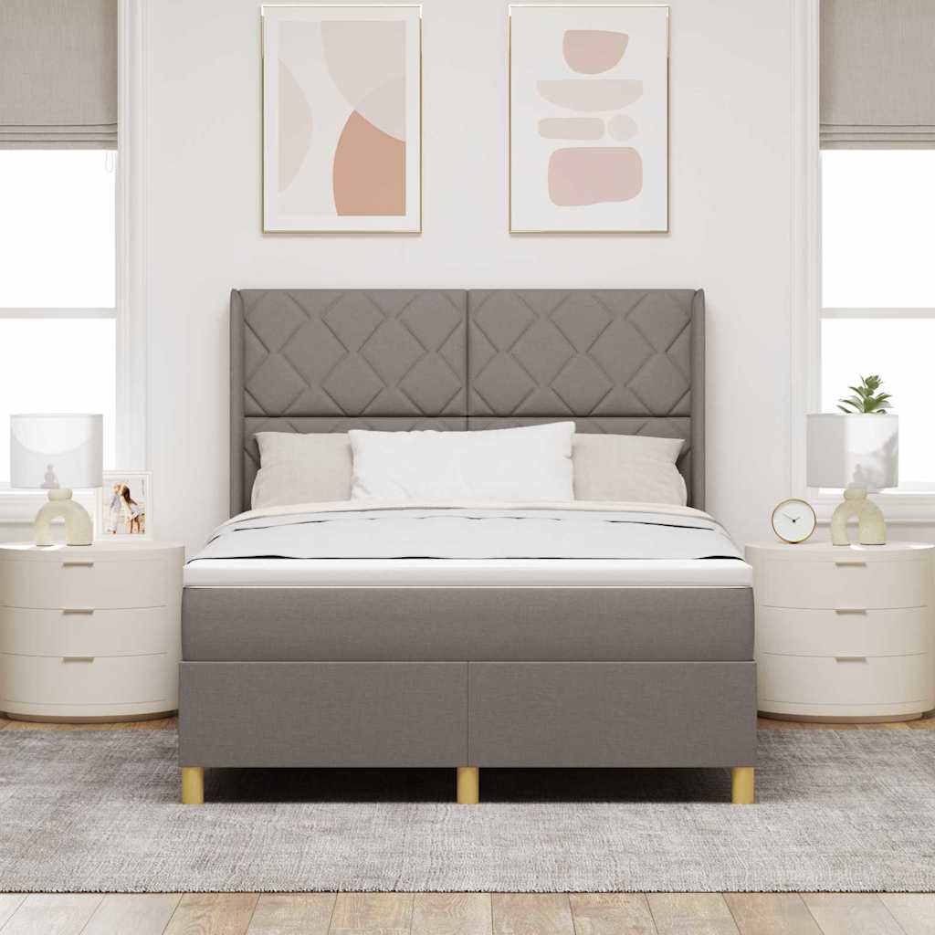 Boxrugós ágy LED szalagokkal Tópszínű 140 x 200 cm szövet