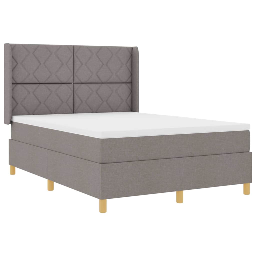 Boxrugós ágy LED szalagokkal Tópszínű 140 x 200 cm szövet