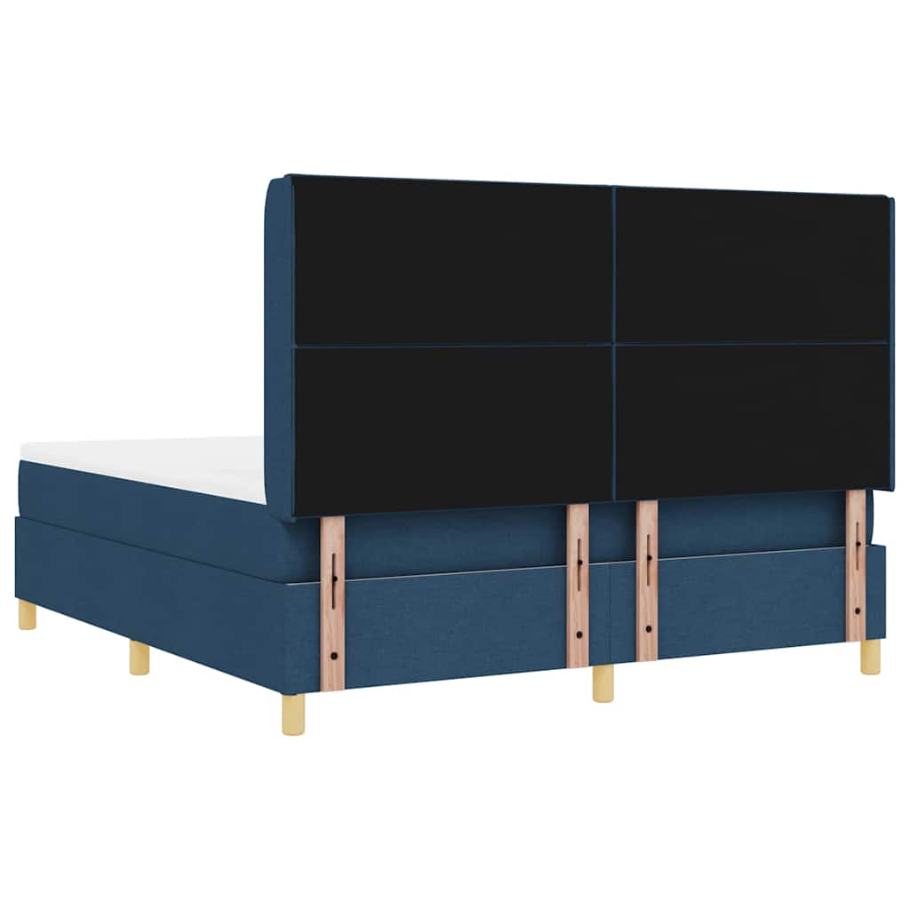 Boxrugós ágy LED szalagokkal Kék 180 x 200 cm szövet