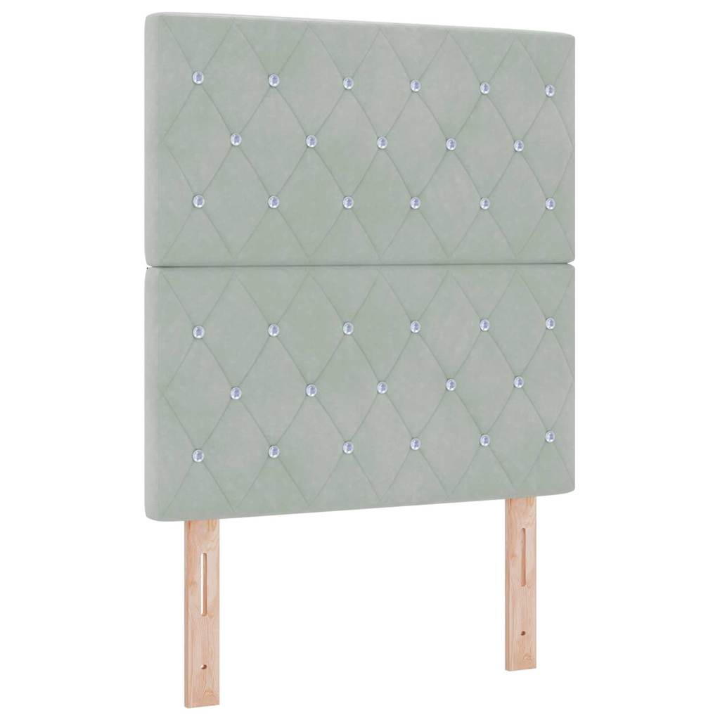 Boxrugós ágy matracmal leddel Világosszürke 80 x 200 cm Bársony