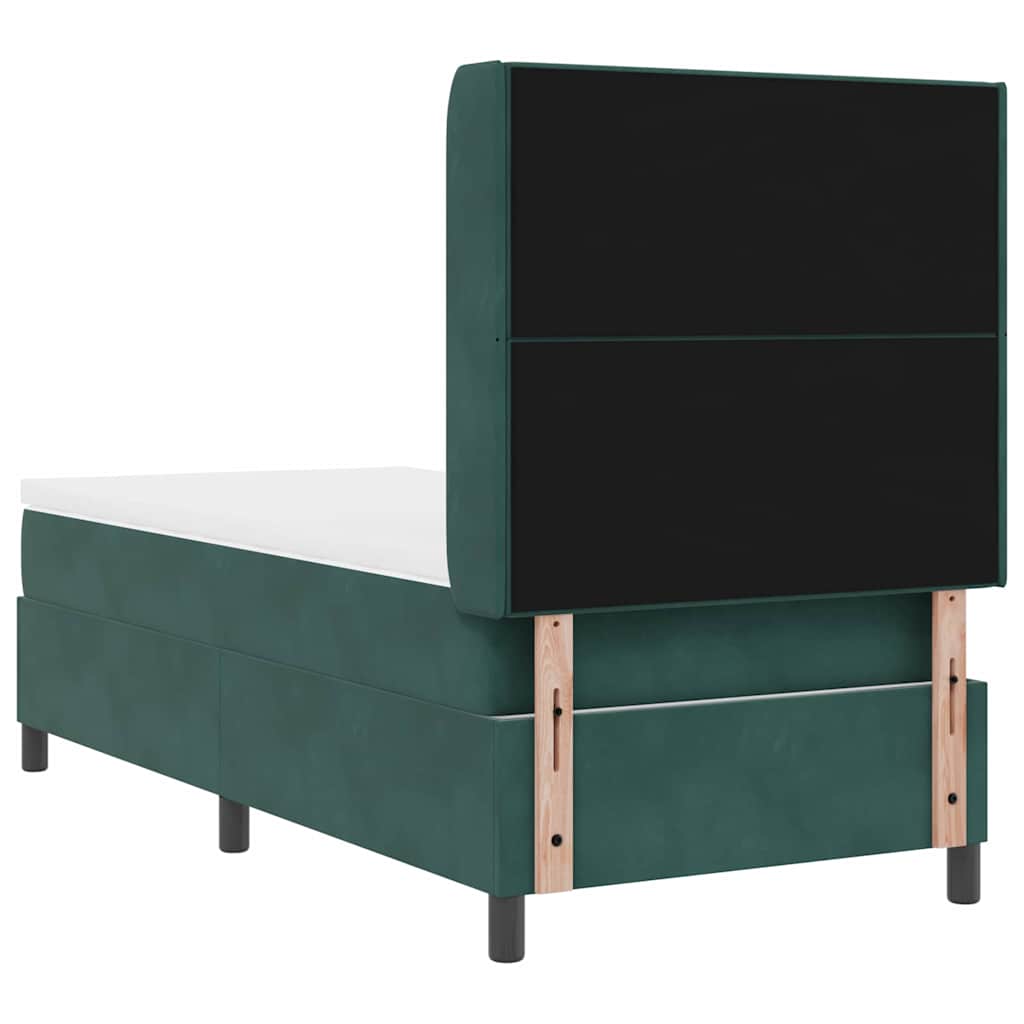Boxrugós ágy LED szalagokkal Sötétzöld 80 x 200 cm Bársony