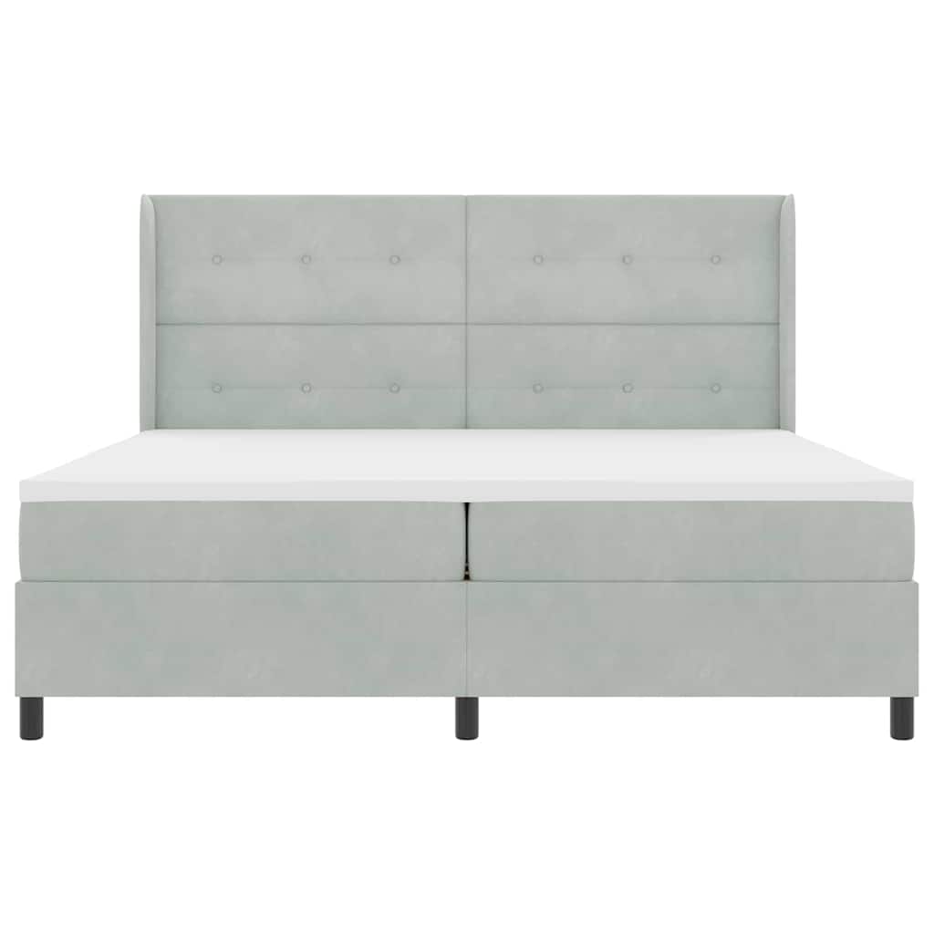 Boxrugós ágy matracmal Világosszürke 200 x 200 cm Bársony