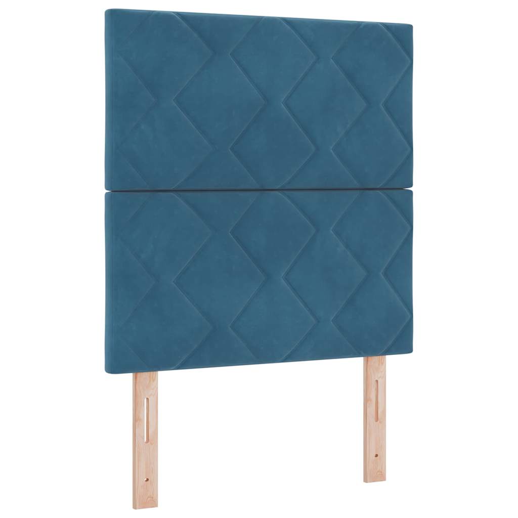 Boxrugós ágy LED szalagokkal Kék 80 x 200 cm Bársony