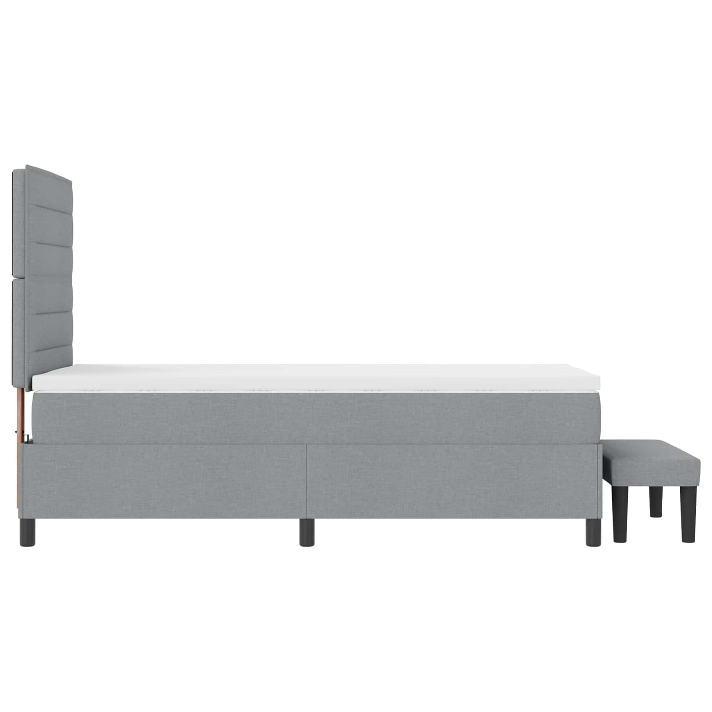 Boxrugós ágy fejtámlával Világosszürke 80 x 200 cm szövet