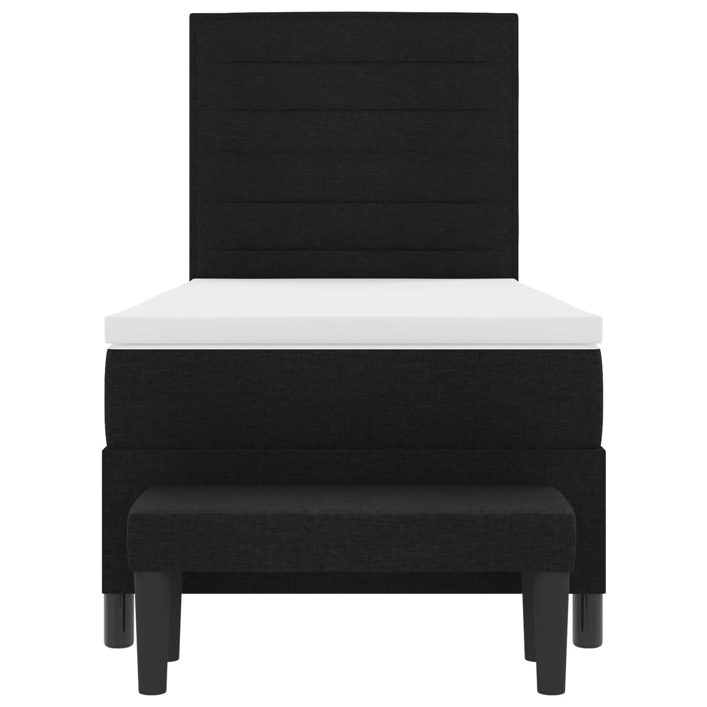 Boxrugós ágy fejtámlával Fekete 90 x 190 cm szövet