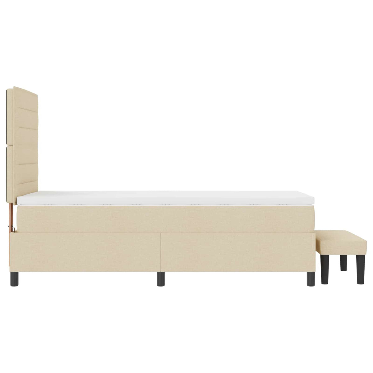 Boxrugós ágy fejtámlával Krém 90 x 190 cm szövet
