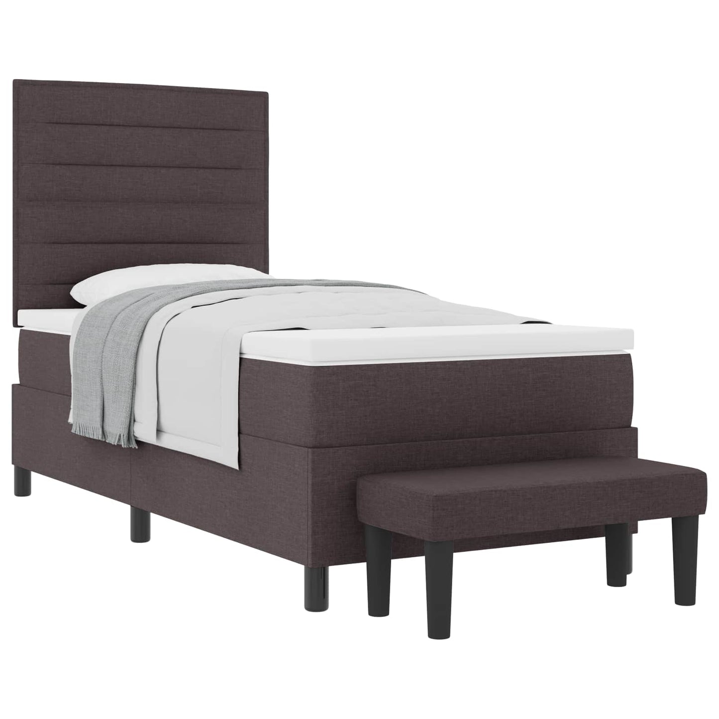 Boxrugós ágy fejtámlával Sötét Barna 90 x 200 cm szövet