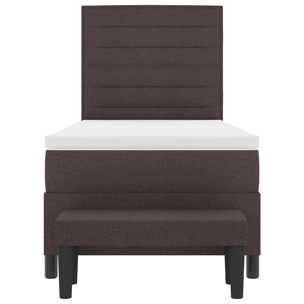 Boxrugós ágy fejtámlával Sötét Barna 90 x 200 cm szövet